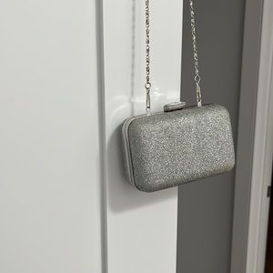 Silver glitter clutch/crossbody bag